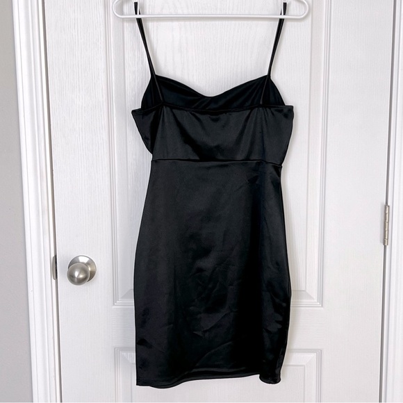 Windsor Junior Women’s Black Satin Mini Dress Draped Sweetheart Cocktail Size L - Picture 3 of 13